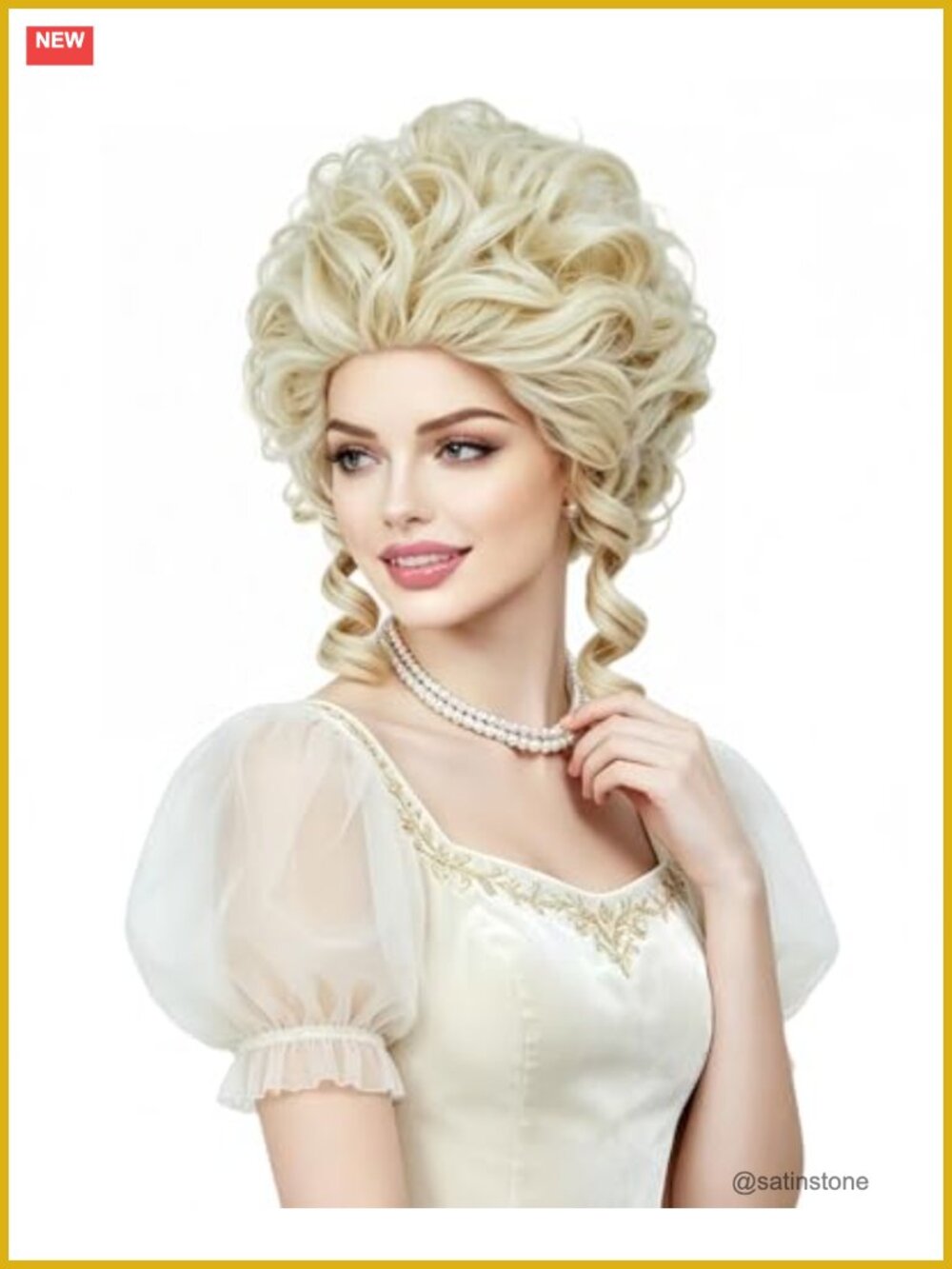 Short Wavy Blonde Wig Big Bouffant Beehive 70s 80s Costume Halloween Party